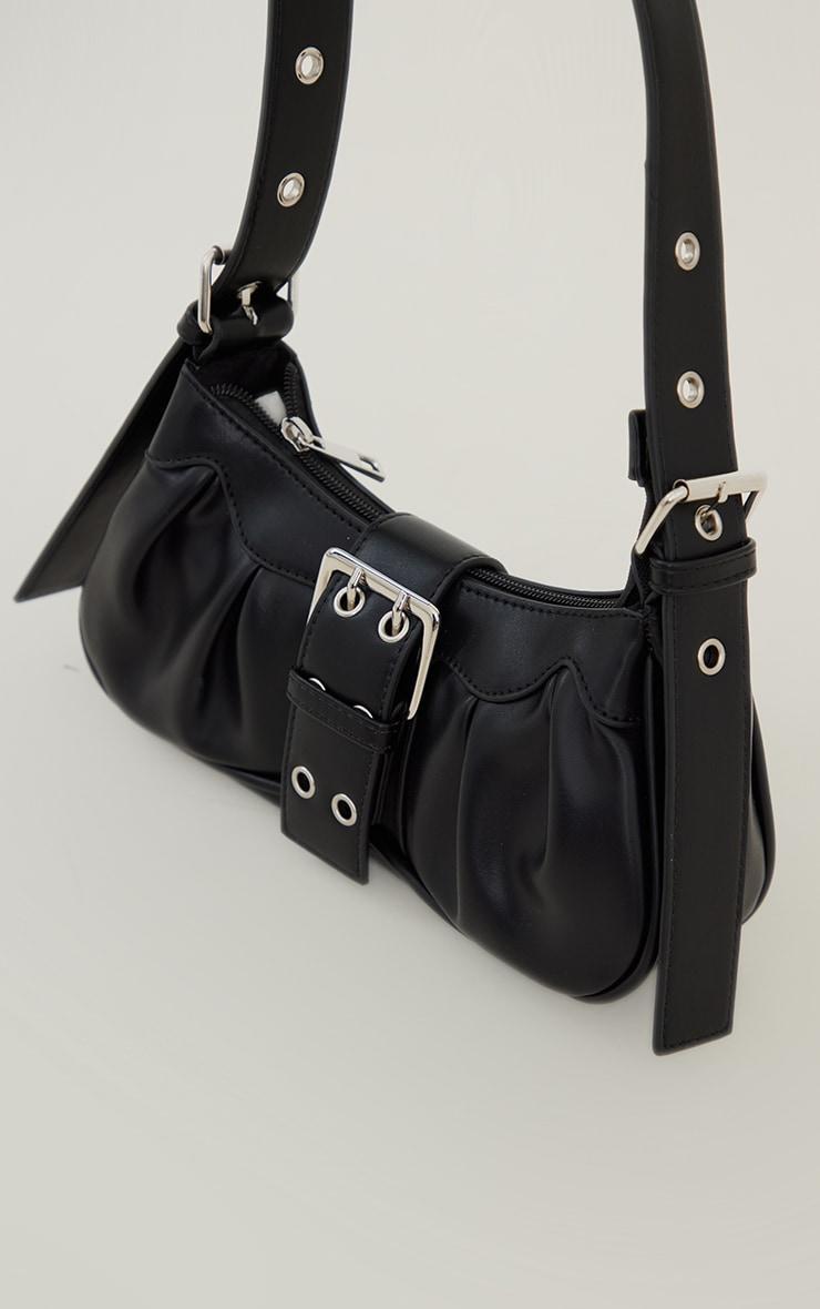 Black PU Eyelet Buckle Shoulder Bag Product Image