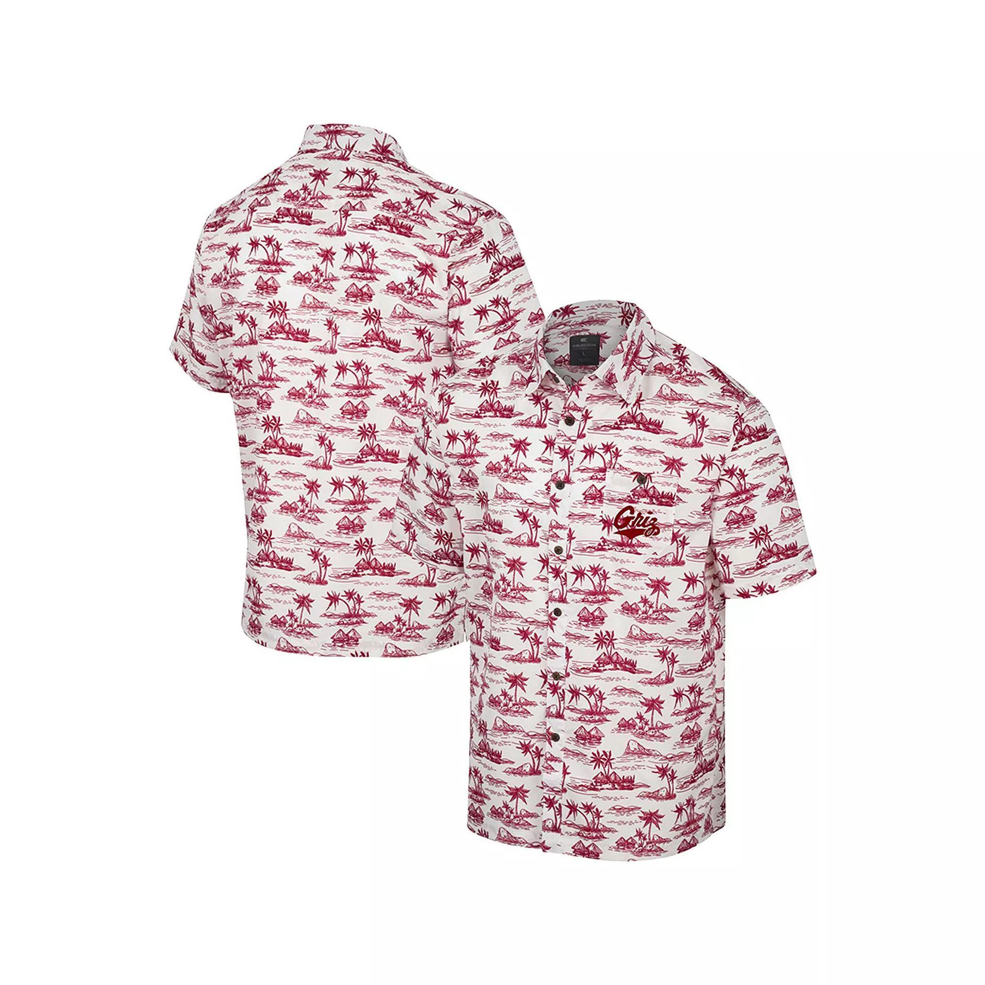 Men's Colosseum White Montana Grizzlies Spontaneous is Romantic Camp Button-Up Shirt, Size: Medium, Mon White Product Image