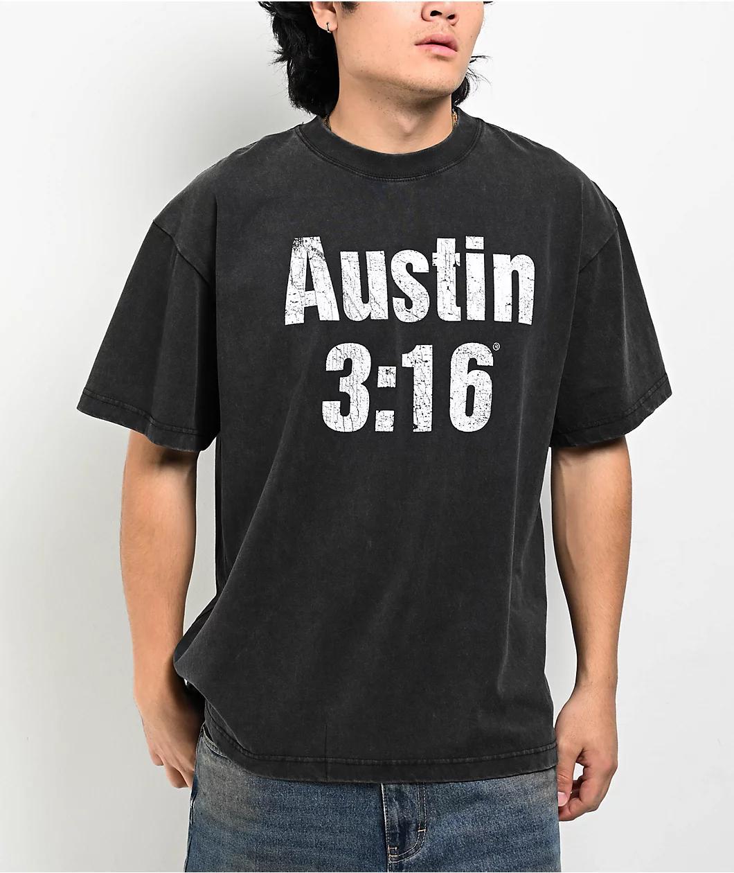 WWE Austin 316 Washed Black T-Shirt Product Image