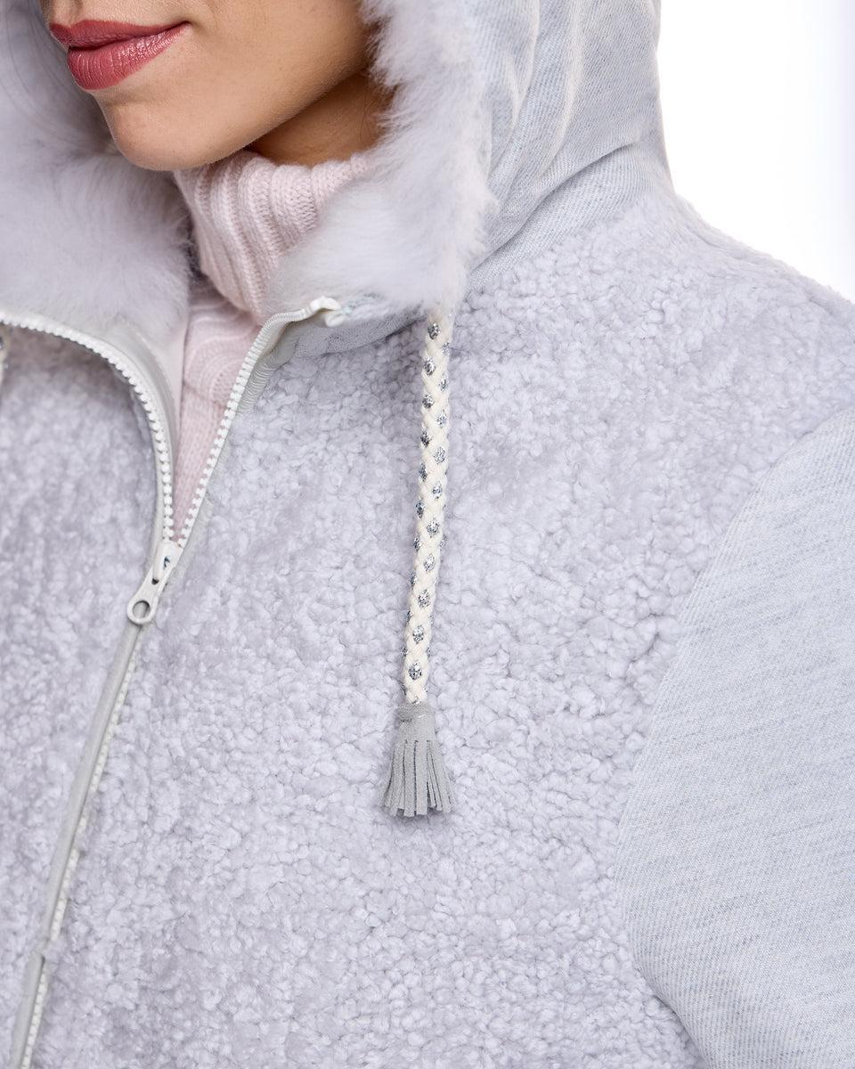 Hooded Woolblend Coat with Shearling Front and Back Product Image