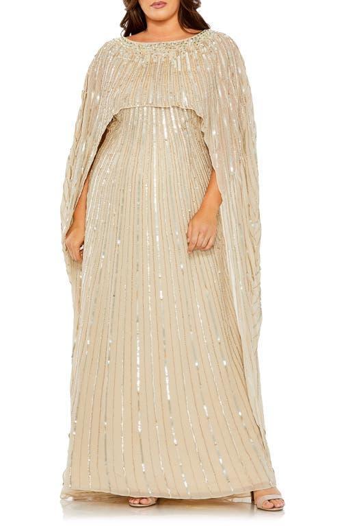 Womens Embellished Cape Gown Product Image