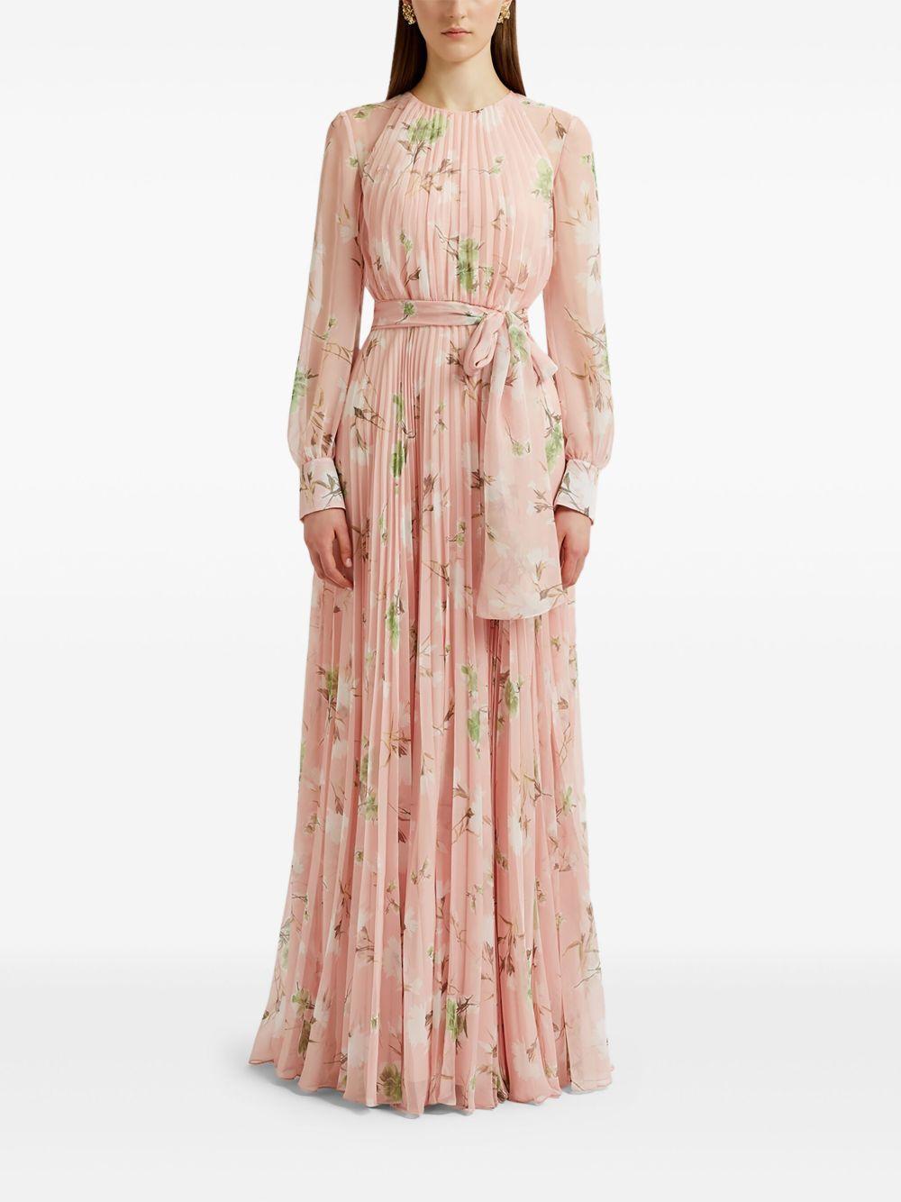 pleated floral maxi dress Product Image