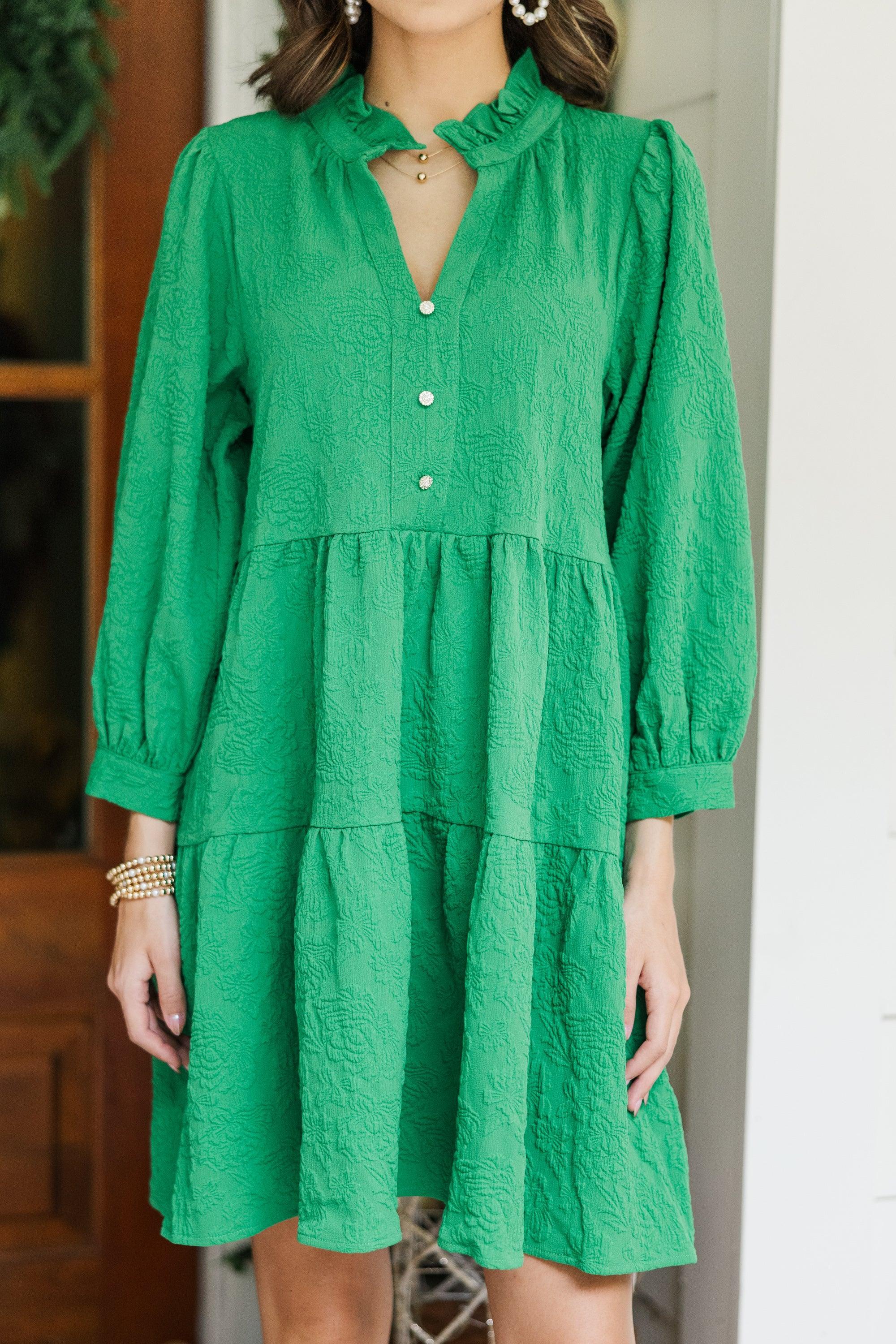 All Up To You Emerald Green Textured Dress Female Product Image