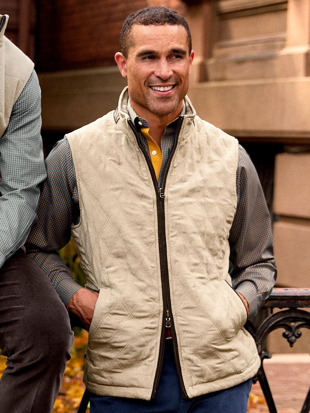 Microsuede Check Reversible Vest - Cream Product Image