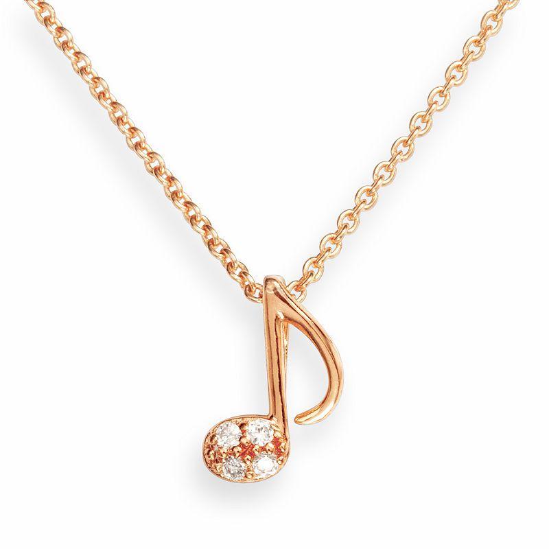 Sophie Miller 14k Gold Over Silver Cubic Zirconia Music Note Pendant, Womens White Product Image