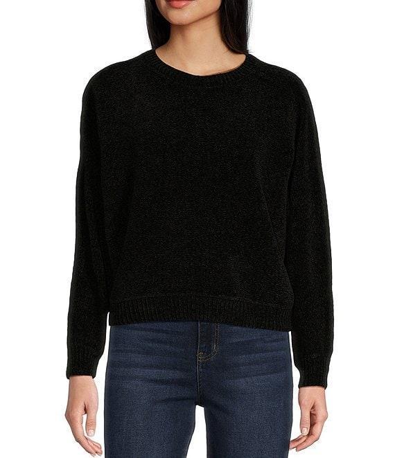 Double Zero Long Sleeve Vibe Check Shiny Chenille Sweater Product Image