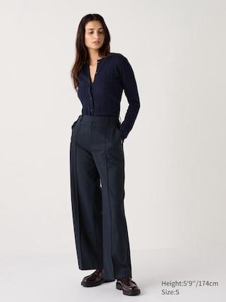 Womens Brushed Jersey Wide Pants Navy XL UNIQLO US Product Image