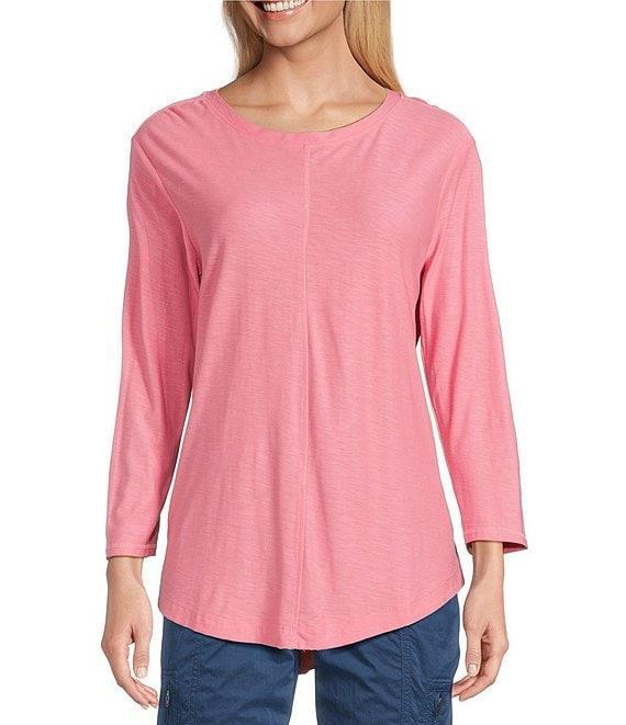 Westbound Petite Size 3/4 Sleeve Knit Crew Neck Top Product Image