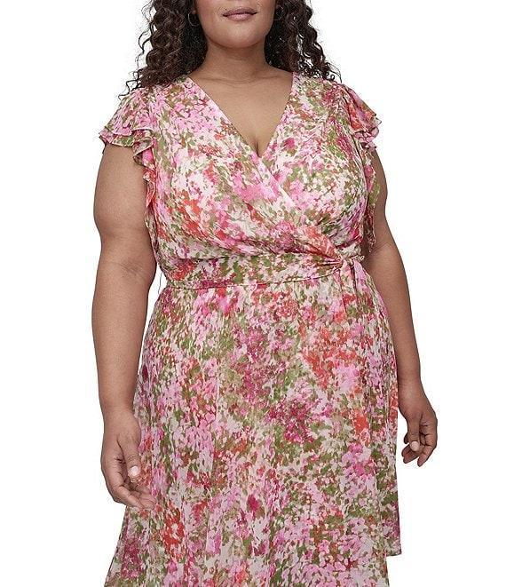 DKNY by Donna Karan Plus Size Printed Wrap Dress Product Image