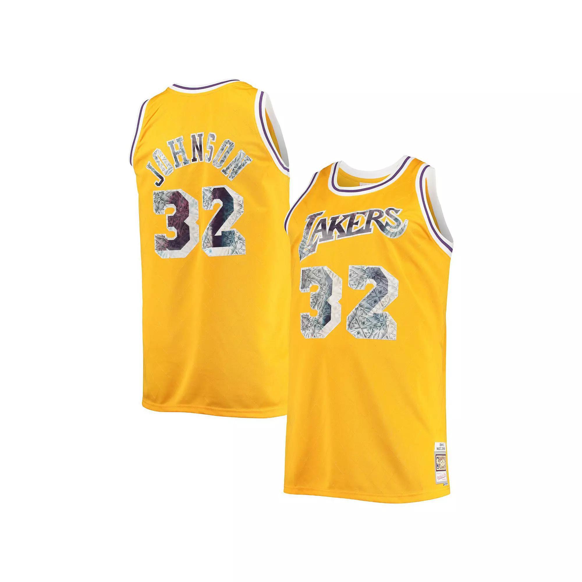 Men's Mitchell & Ness Magic Johnson Gold Los Angeles Lakers Big & Tall 1984-85 NBA 75th Anniversary Diamond Swingman Jersey, Size: XLT Product Image
