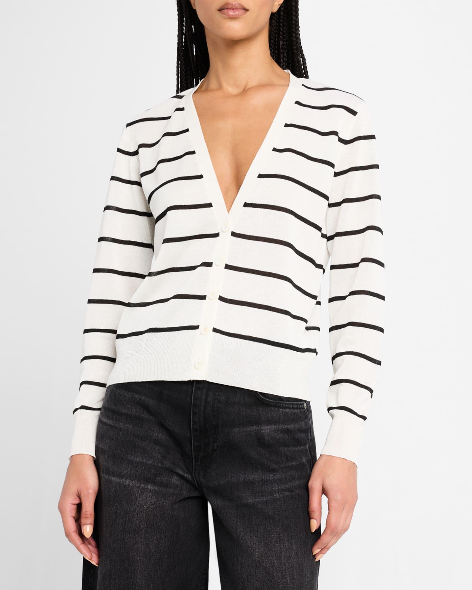 Caspia Striped Button-Down Sweater Product Image