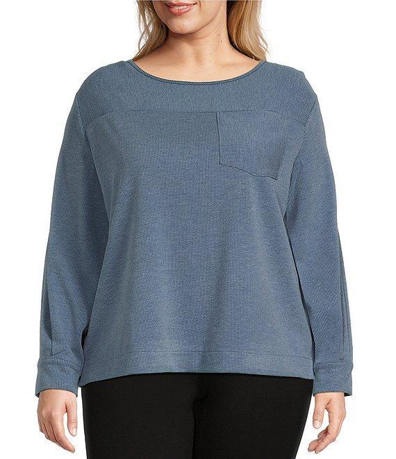 Westbound Plus Size Long Sleeve Button Cuff Crew Neck Pocket Top Product Image