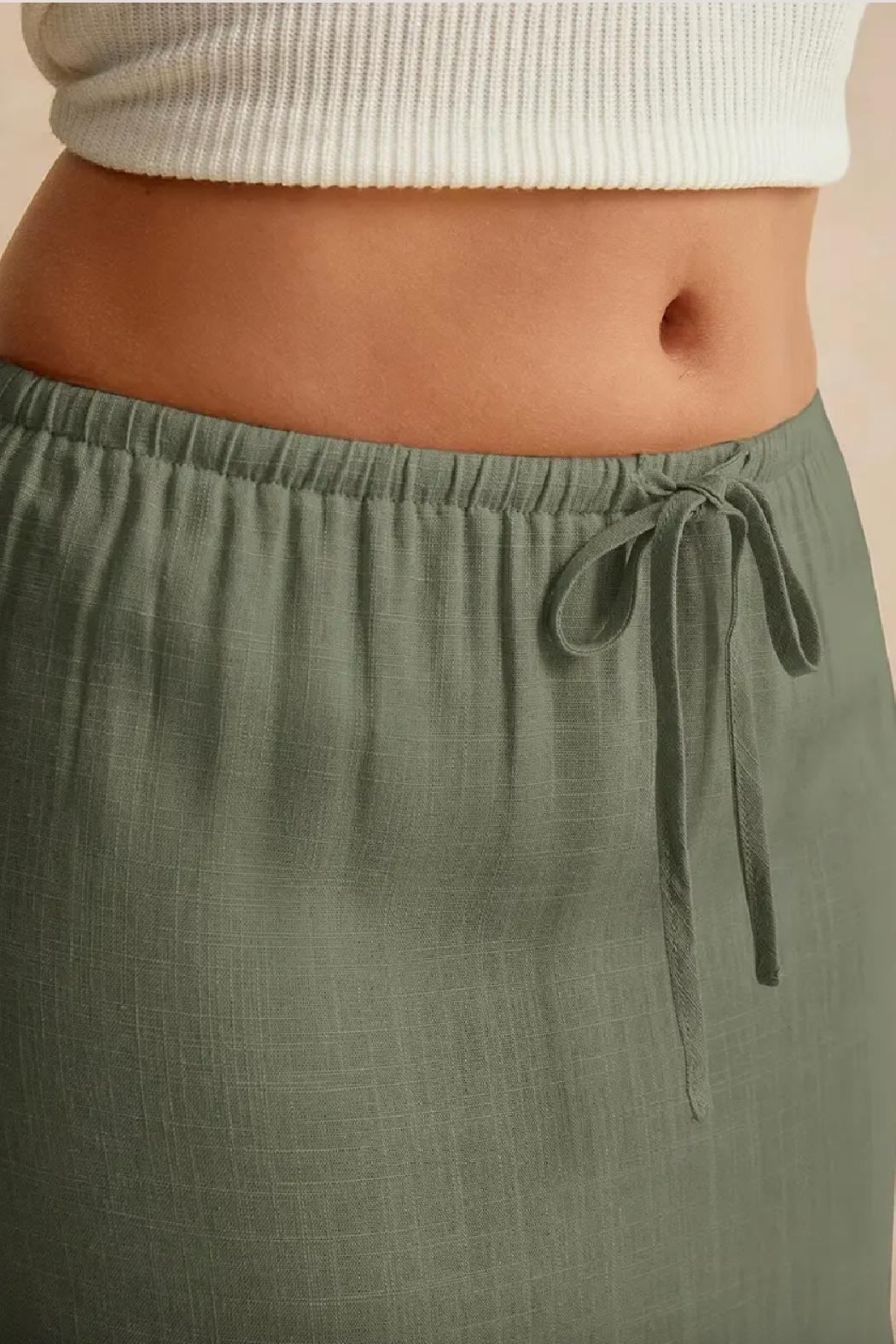 Linen Drawstring Maxi Skirt Product Image