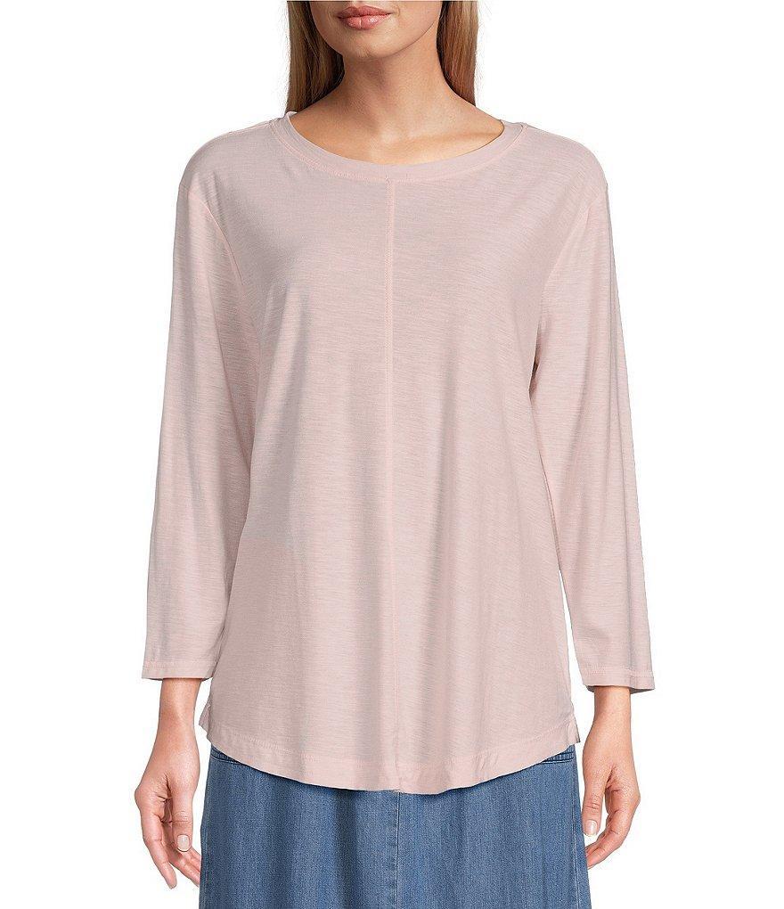 Westbound Petite Size 3/4 Sleeve Knit Crew Neck Top Product Image