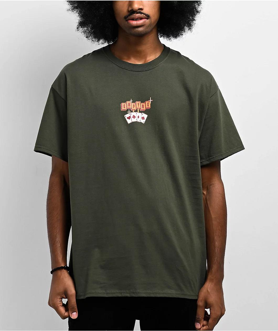 Empyre Two Wheels Forever Olive Green T-Shirt  Product Image