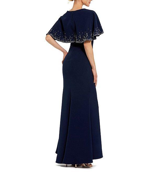 Mac Duggal Beaded Capelet Crepe A-Line Gown Product Image