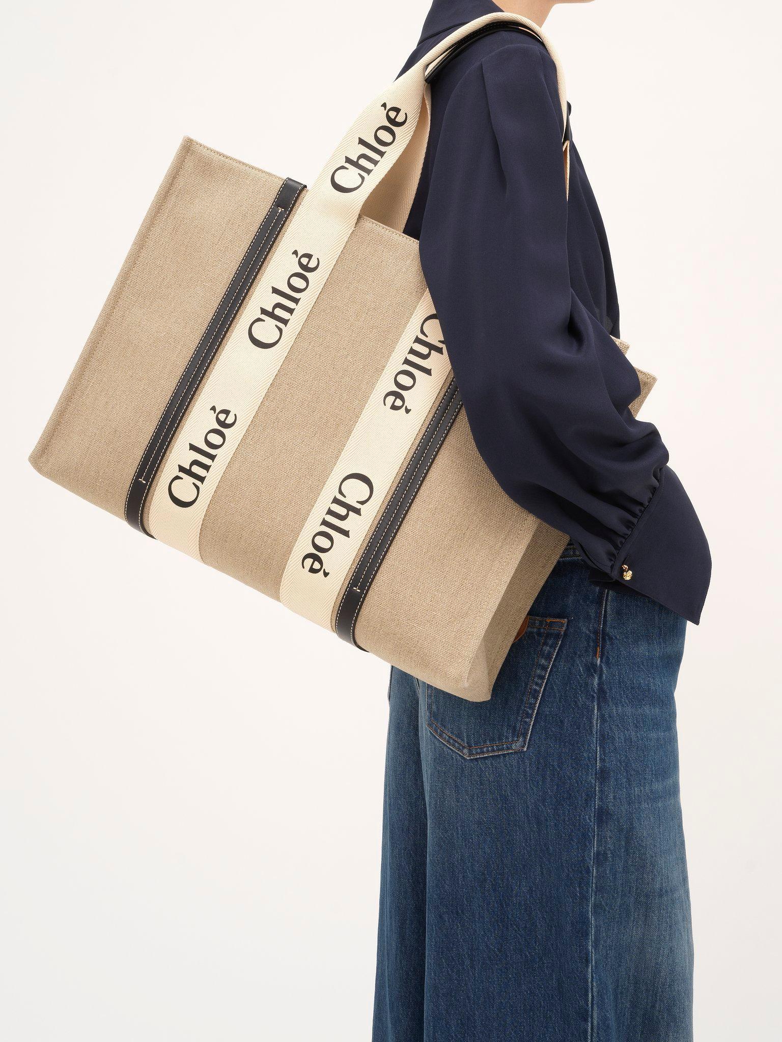 Large Woody tote bag in linen Product Image