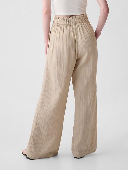 Mid Rise Crinkle Gauze Wide-Leg Pants Product Image