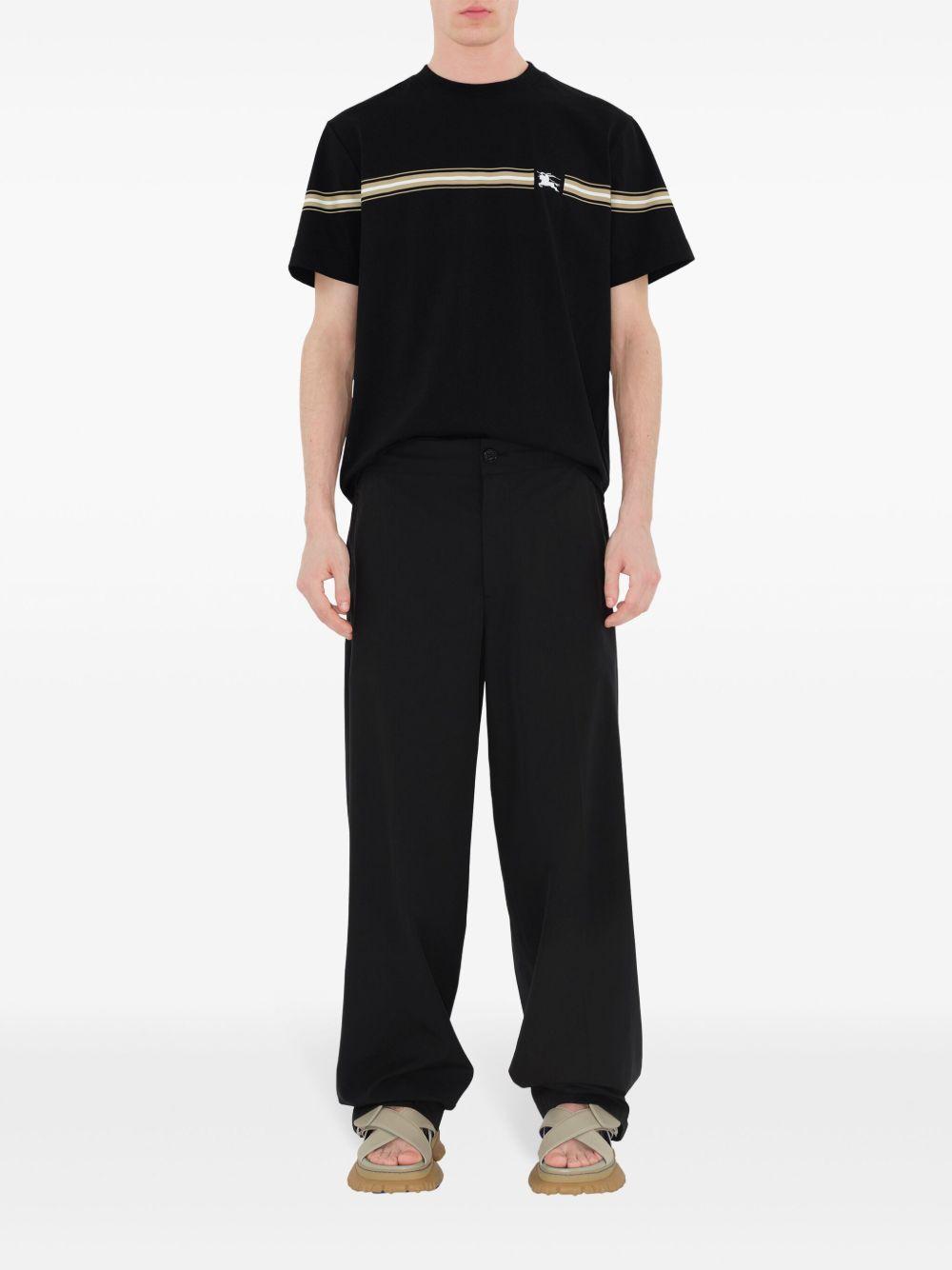 striped-detail cotton T-shirt  Product Image