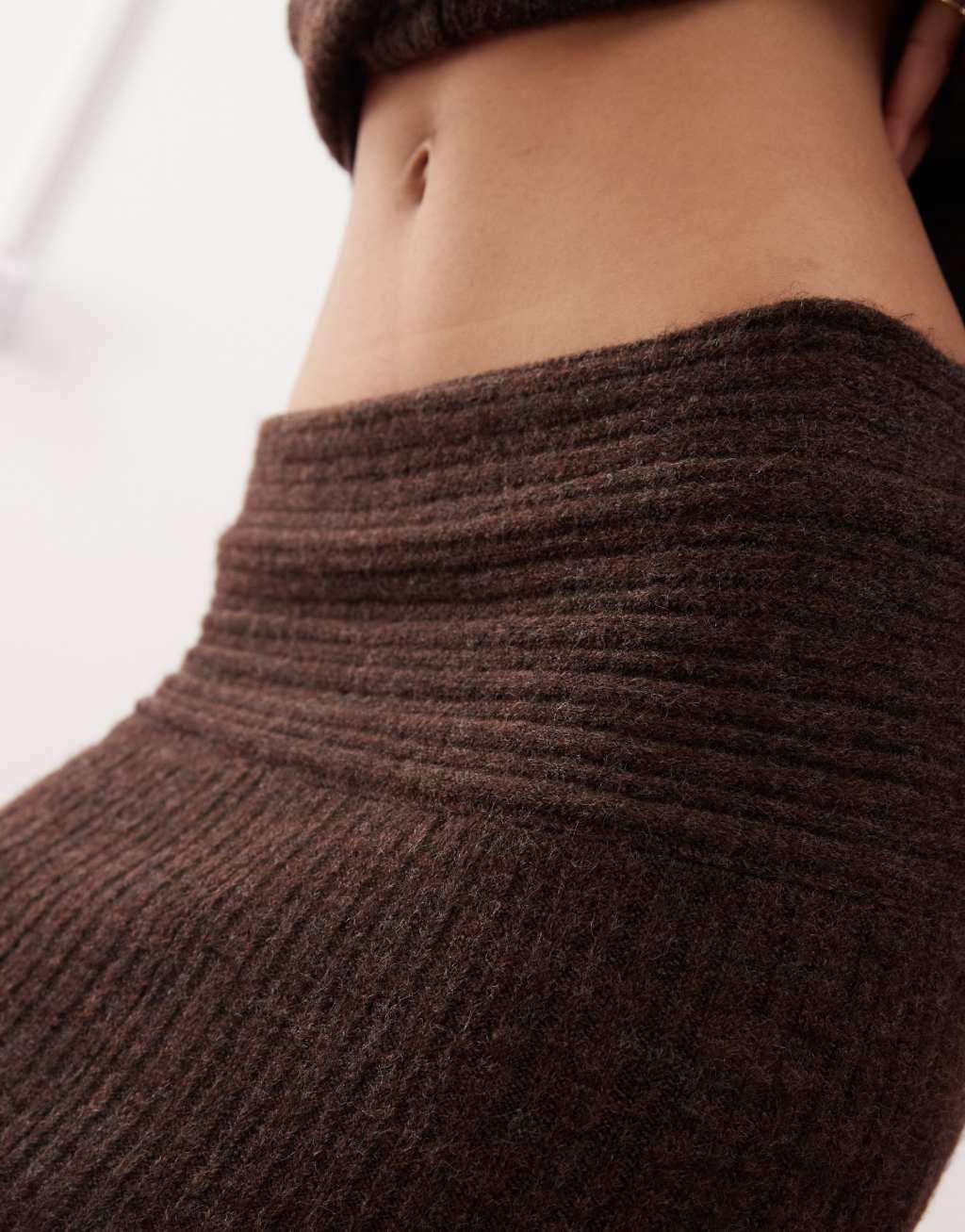 COLLUSION knit ribbed maxi skirt in brown Product Image