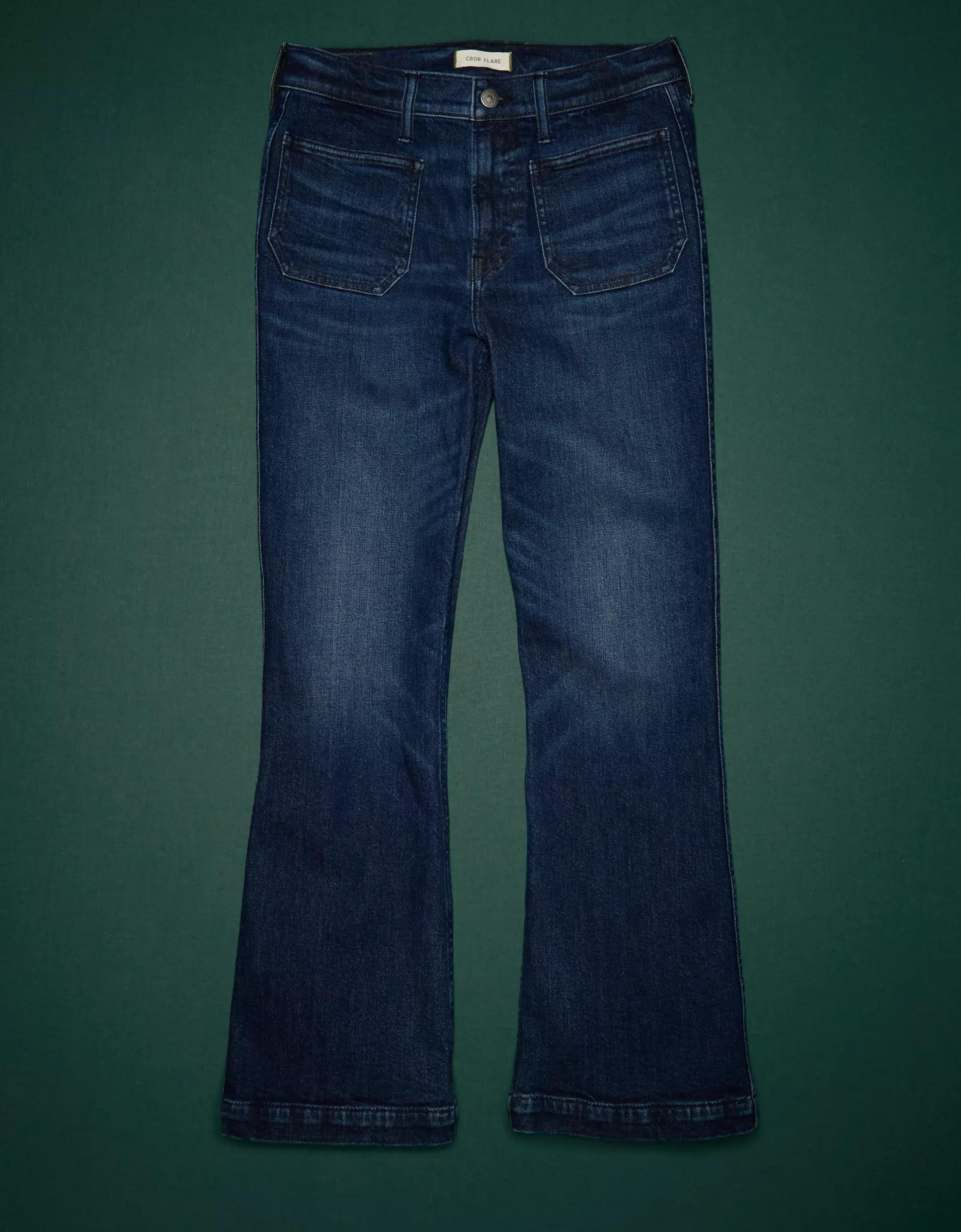 AE77 Premium High-Waisted Crop Flare Jean Product Image