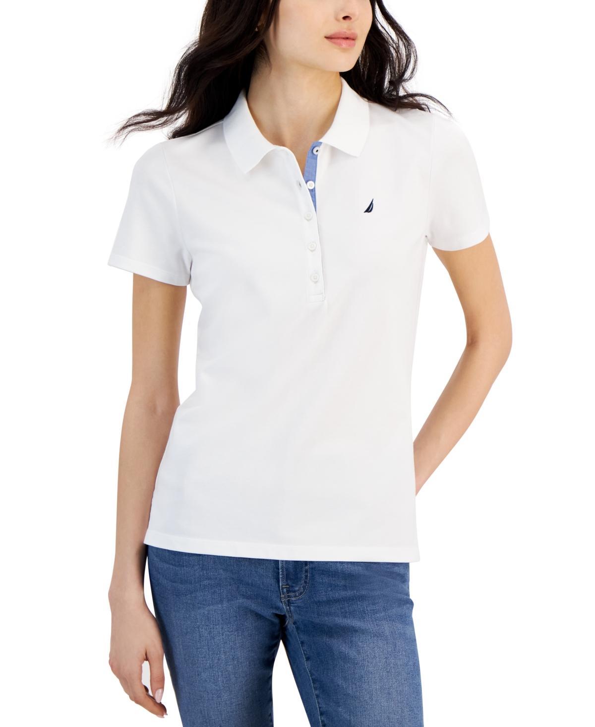 Nautica Jeans Womens Short-Sleeve Polo-Collar Shirt Product Image