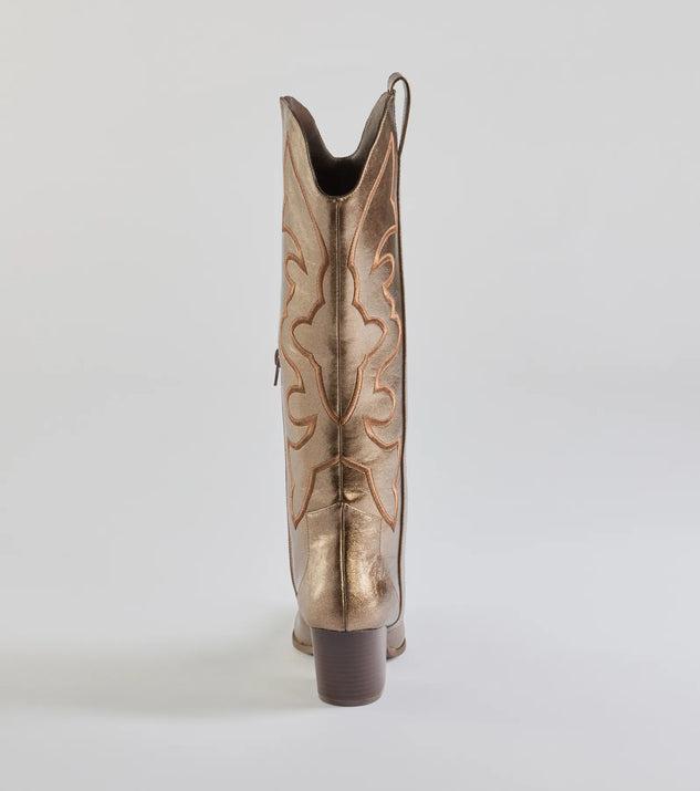 Western Standoff Faux Leather Cowboy Boots Product Image