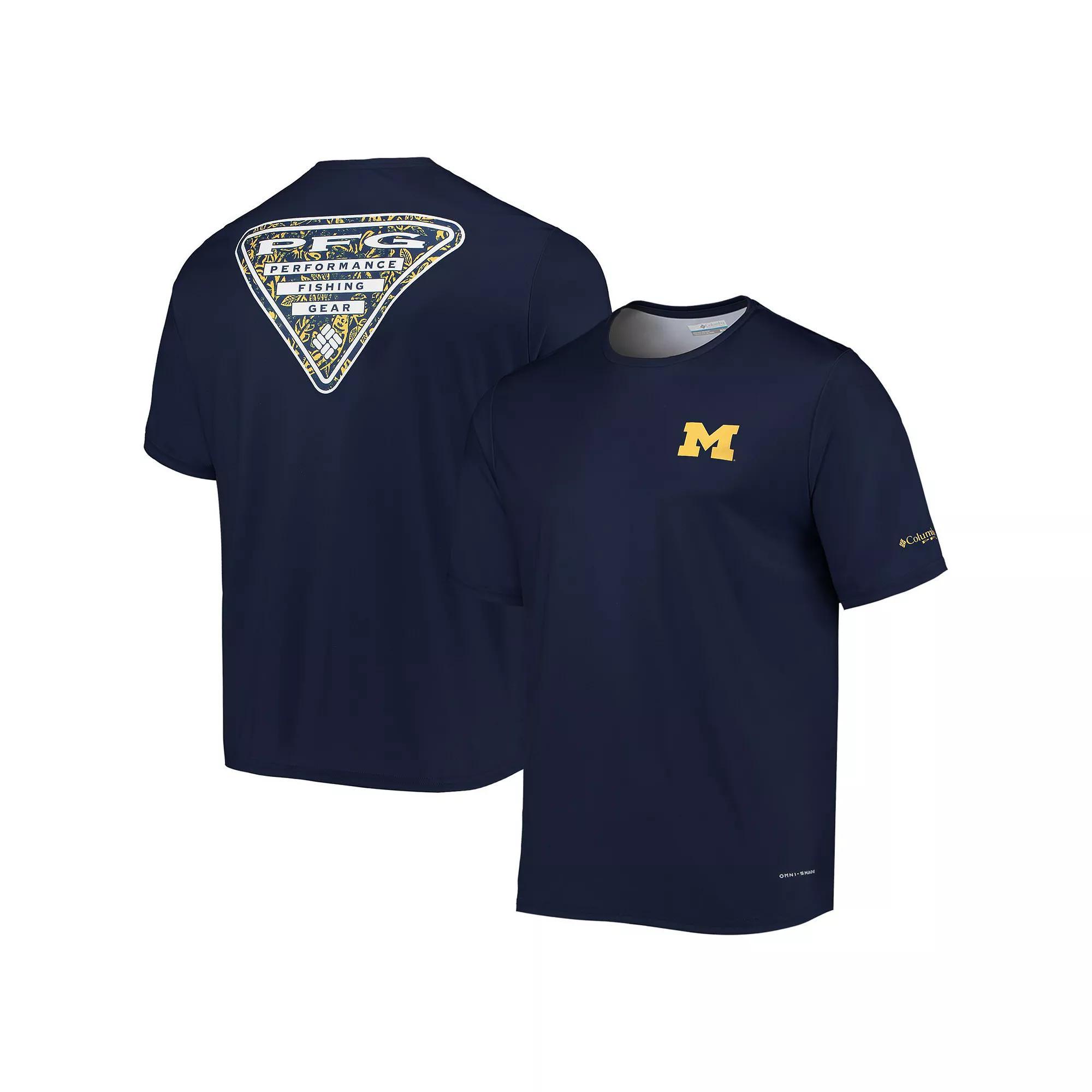 Men's Columbia Navy Michigan Wolverines Terminal Tackle Omni-Shade T-Shirt, Size: Large, Blue Product Image