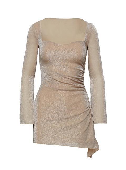 Donelli Long Sleeve Mini Dress Champagne Product Image