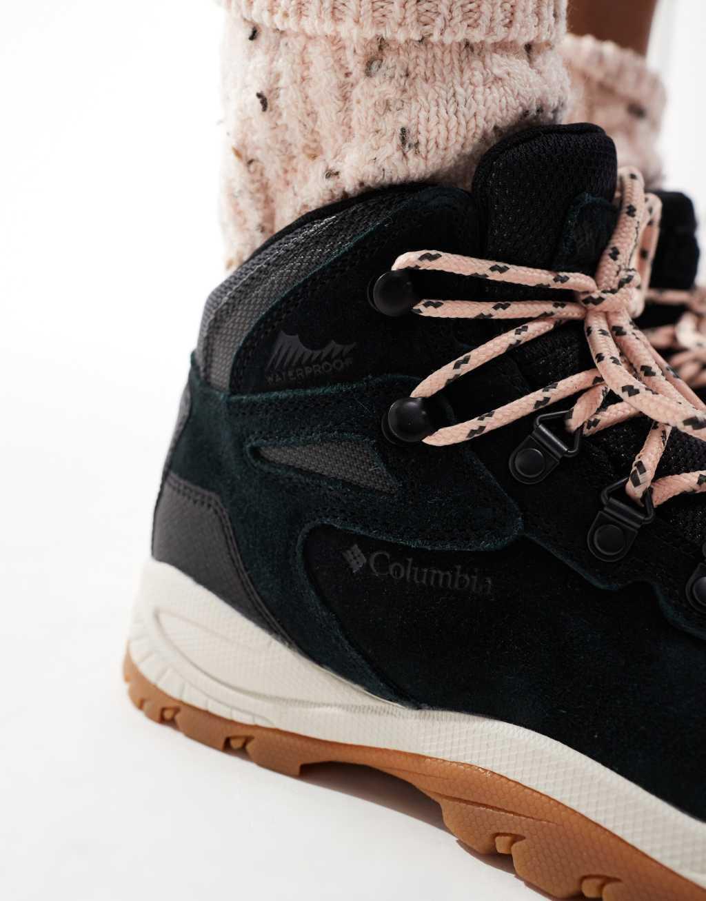 Columbia Newton Ridge Plus waterproof hiking boots in black and blush rose Product Image