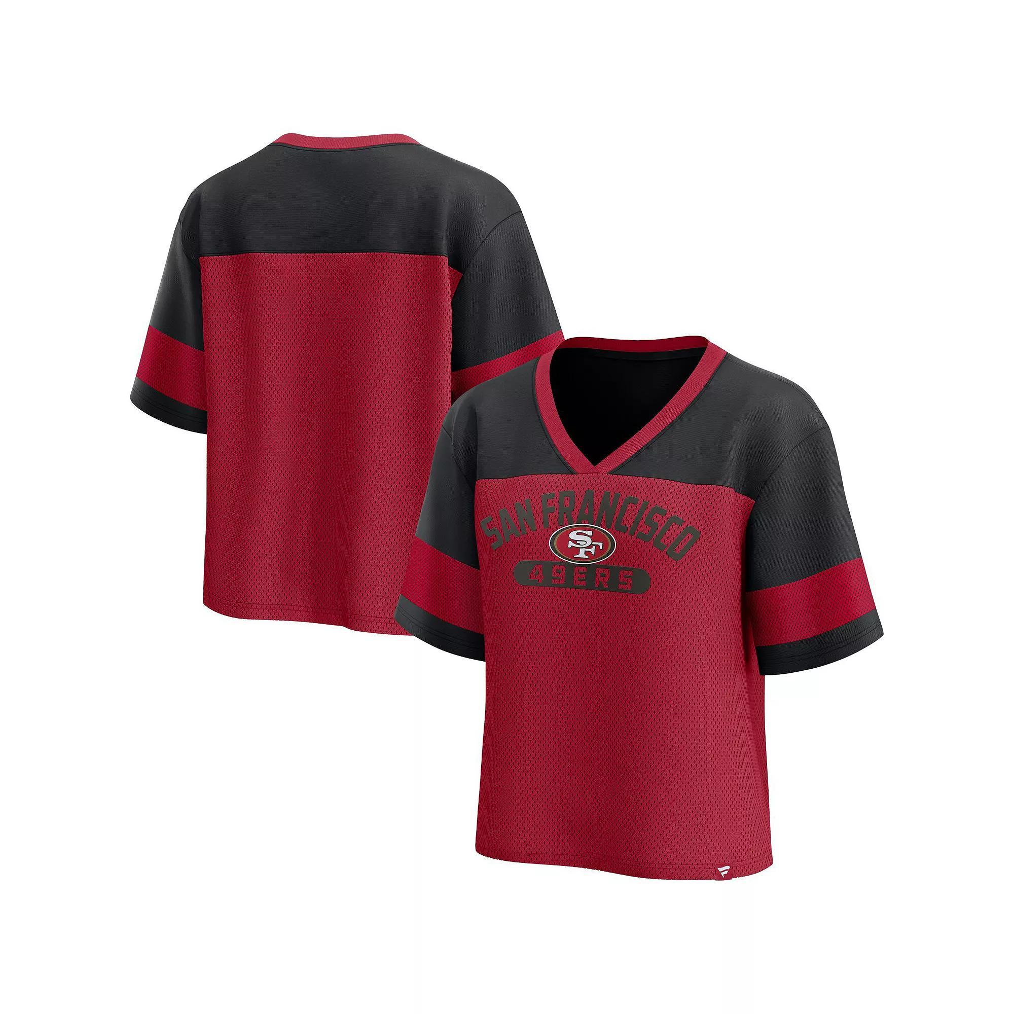 Women's Fanatics  Scarlet/Black San Francisco 49ers Homeschool Jersey Poly V-NeckFashion Top, Size: Small, Red Product Image