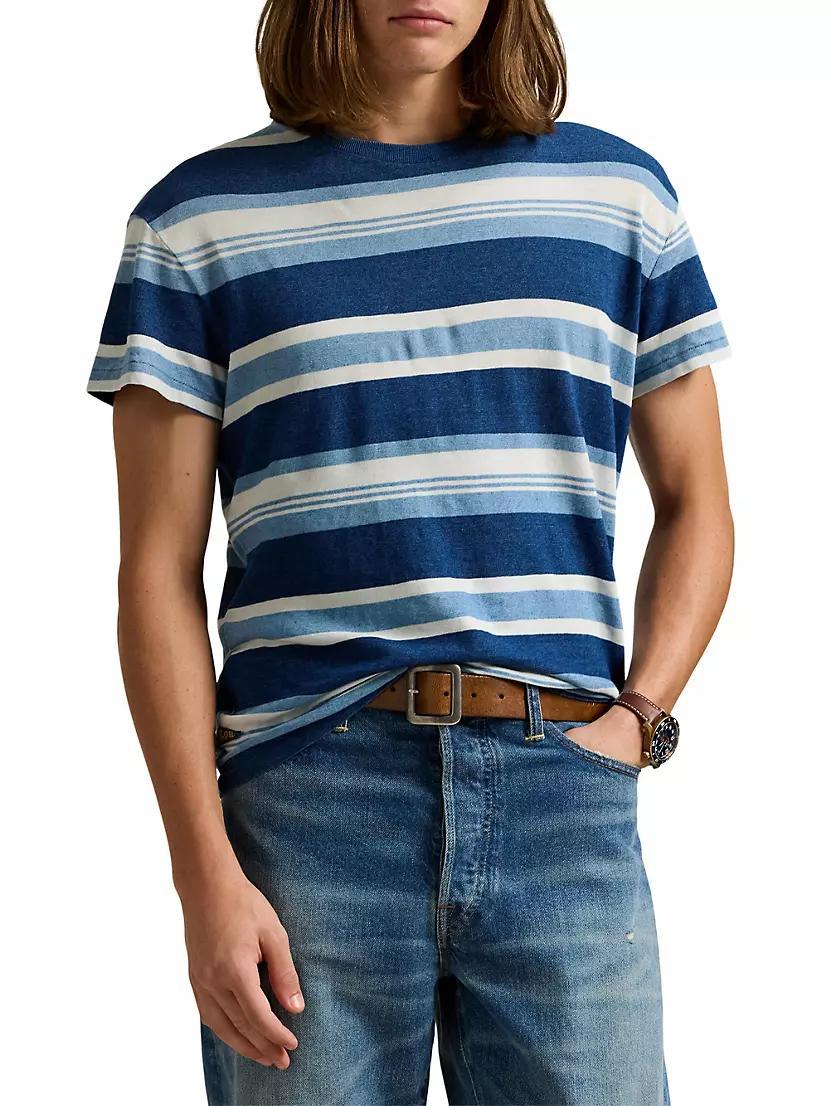 Striped Cotton and Linen T-Shirt Product Image