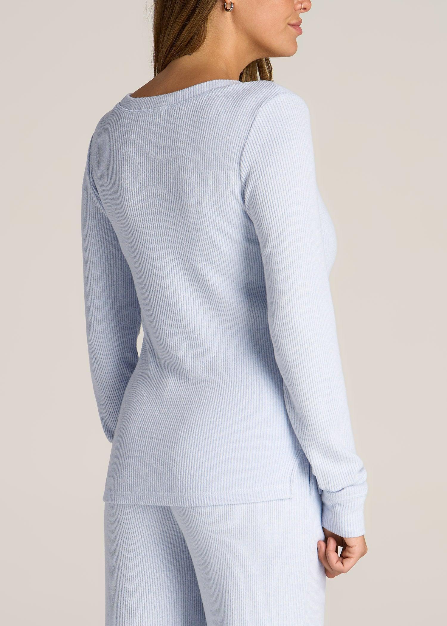 Ribbed Henley Top for Tall Women in Bluebird Mix Product Image