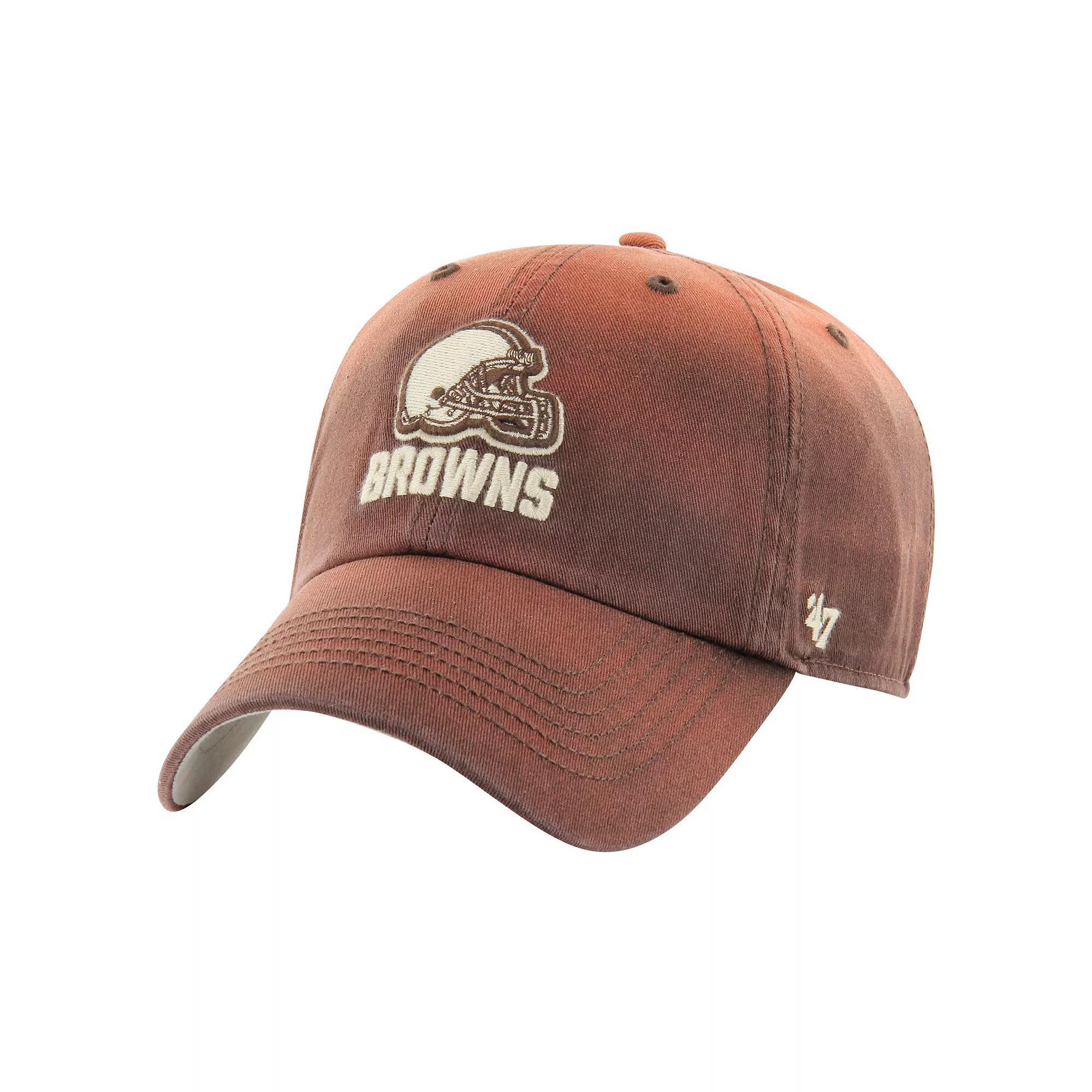 Men's '47  Brown Cleveland Browns Dusted Relaxed Clean Up Adjustable Hat Product Image