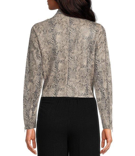 Skies Are Blue Soft Faux Suede Snake Print Notch Lapel Long Sleeve Open Front Moto Statement Jacket Product Image