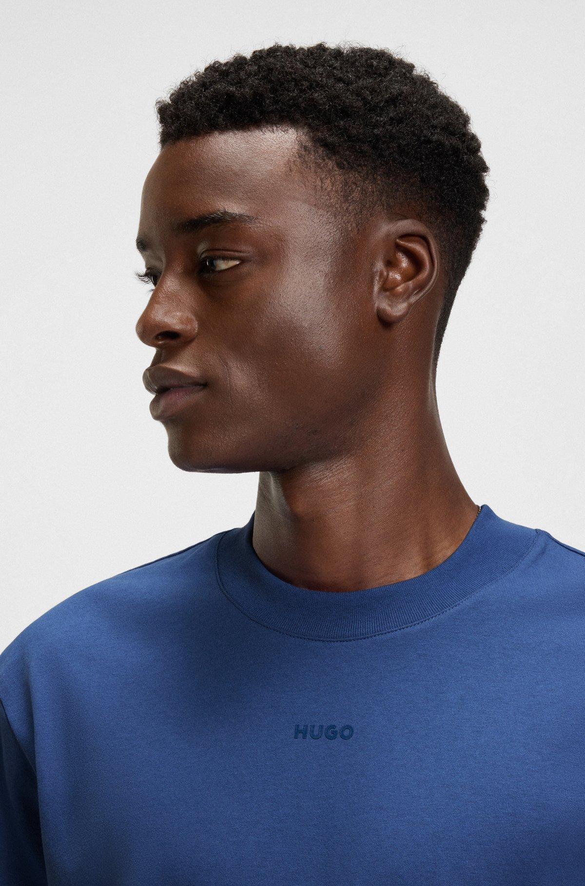 HUGO - Relaxed-fit T-shirt in cotton with logo print - Blue Product Image