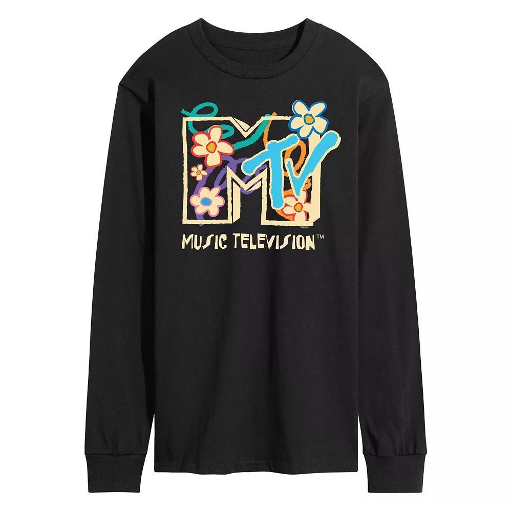 Men's MTV Floral Logo Long Sleeve Graphic Tee,  Product Image