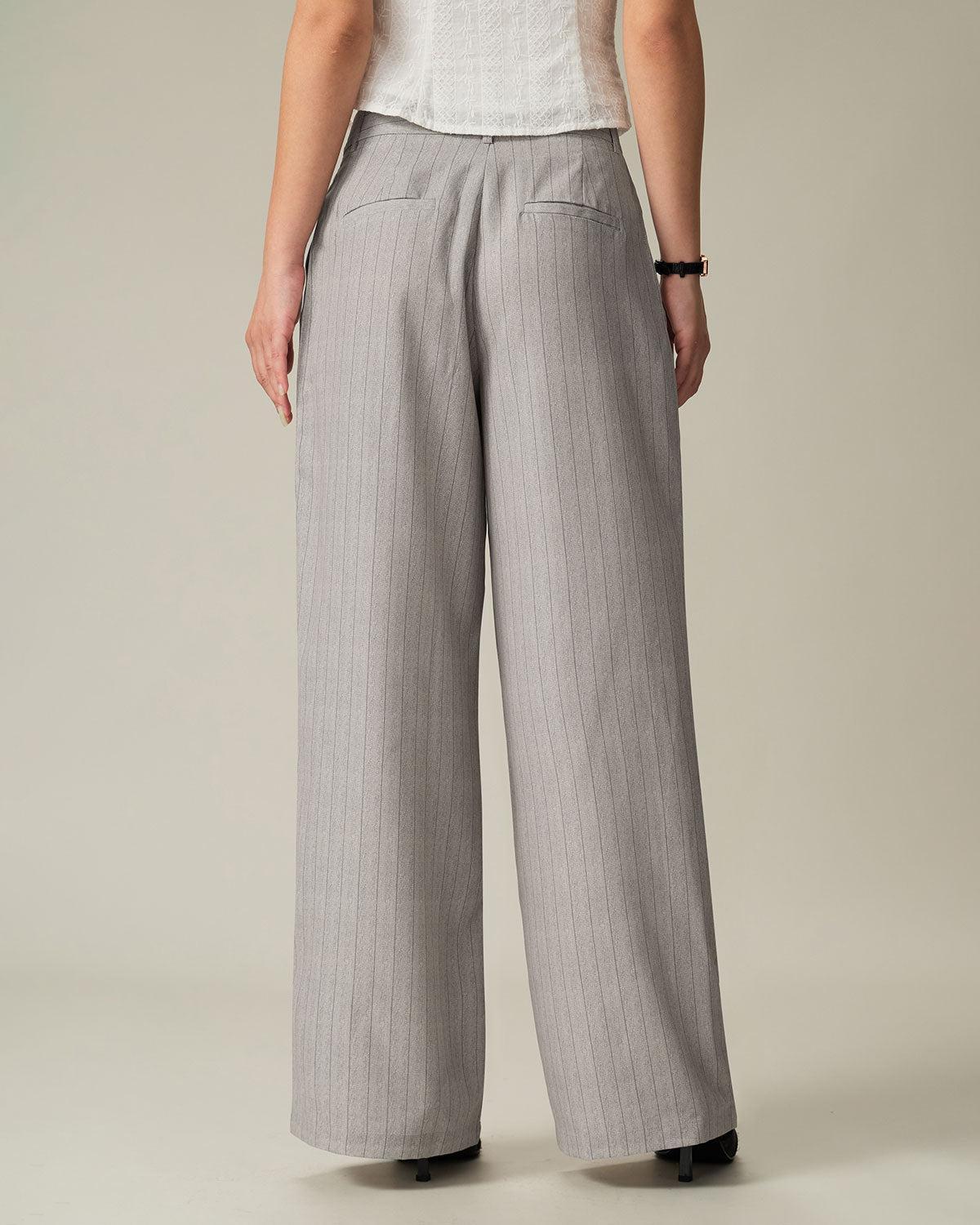 Khaki Striped Pocket Pants Product Image