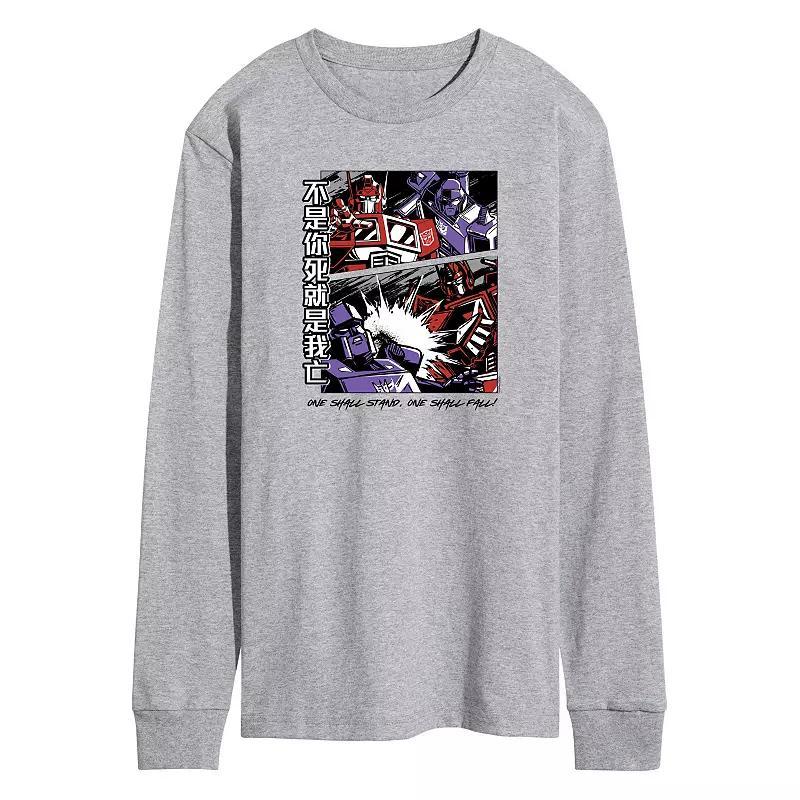 Mens Transformers One Shall Stand Long Sleeve Graphic Tee Grey Gray Product Image