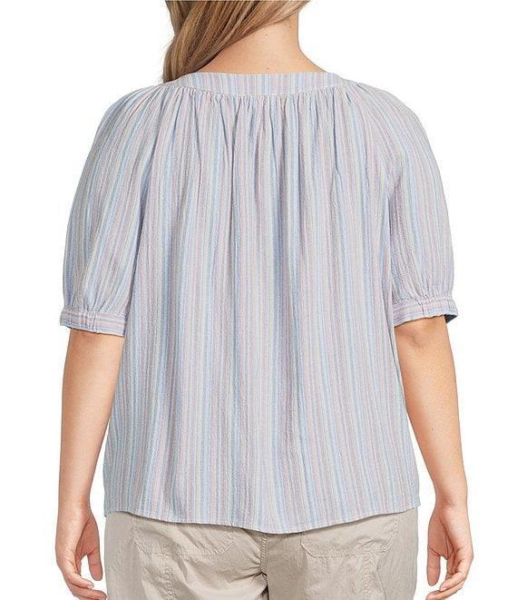 Westbound Plus Size Short Sleeve Stripe Square Neck Top Product Image