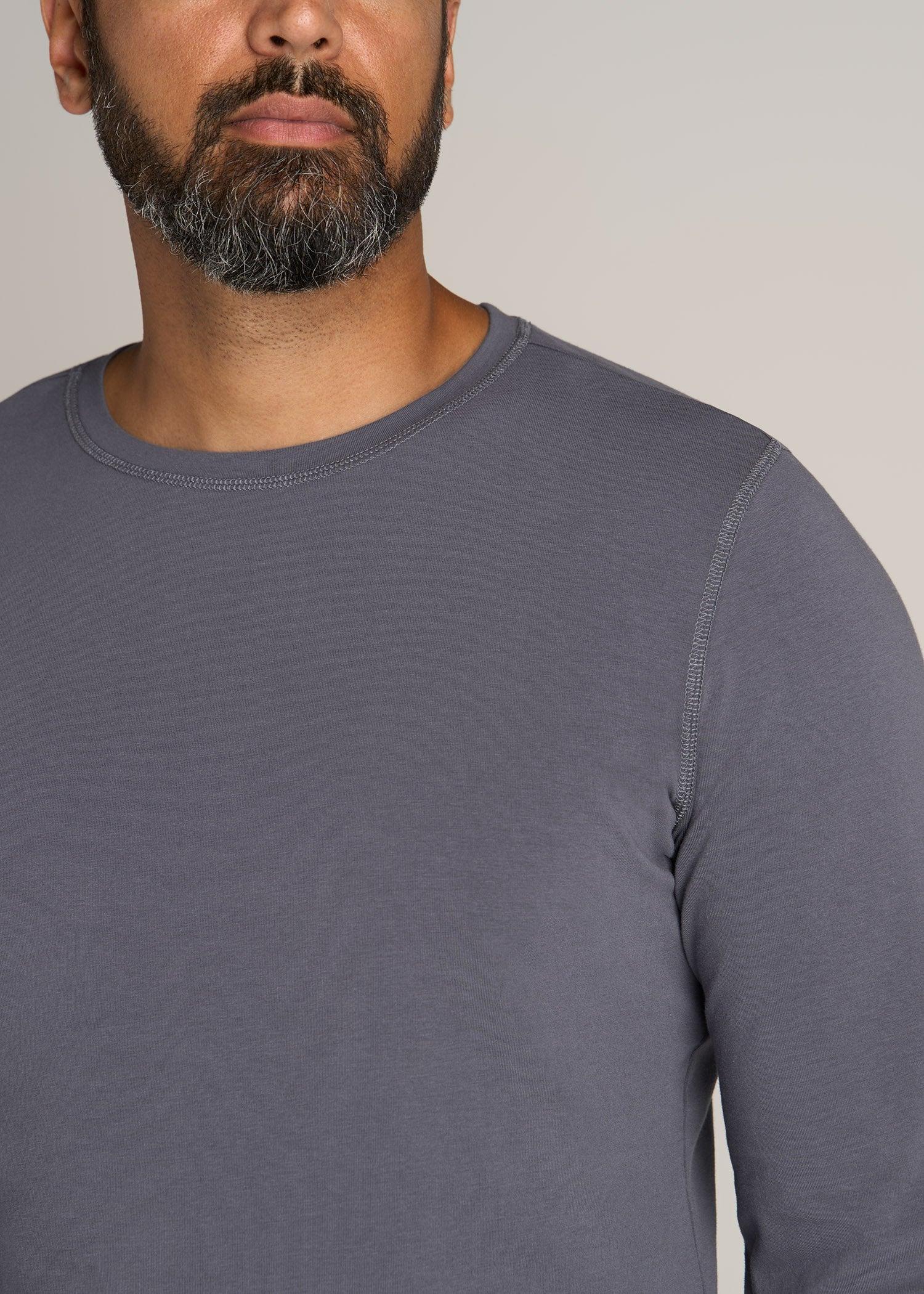 The Essential SLIM-FIT Long Sleeve Tee for Tall Men in Grey Blue Product Image