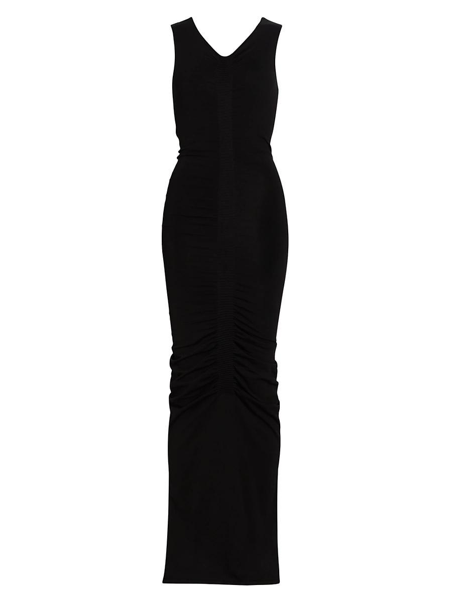 Womens Ruched V-Neck Maxi Dress Product Image