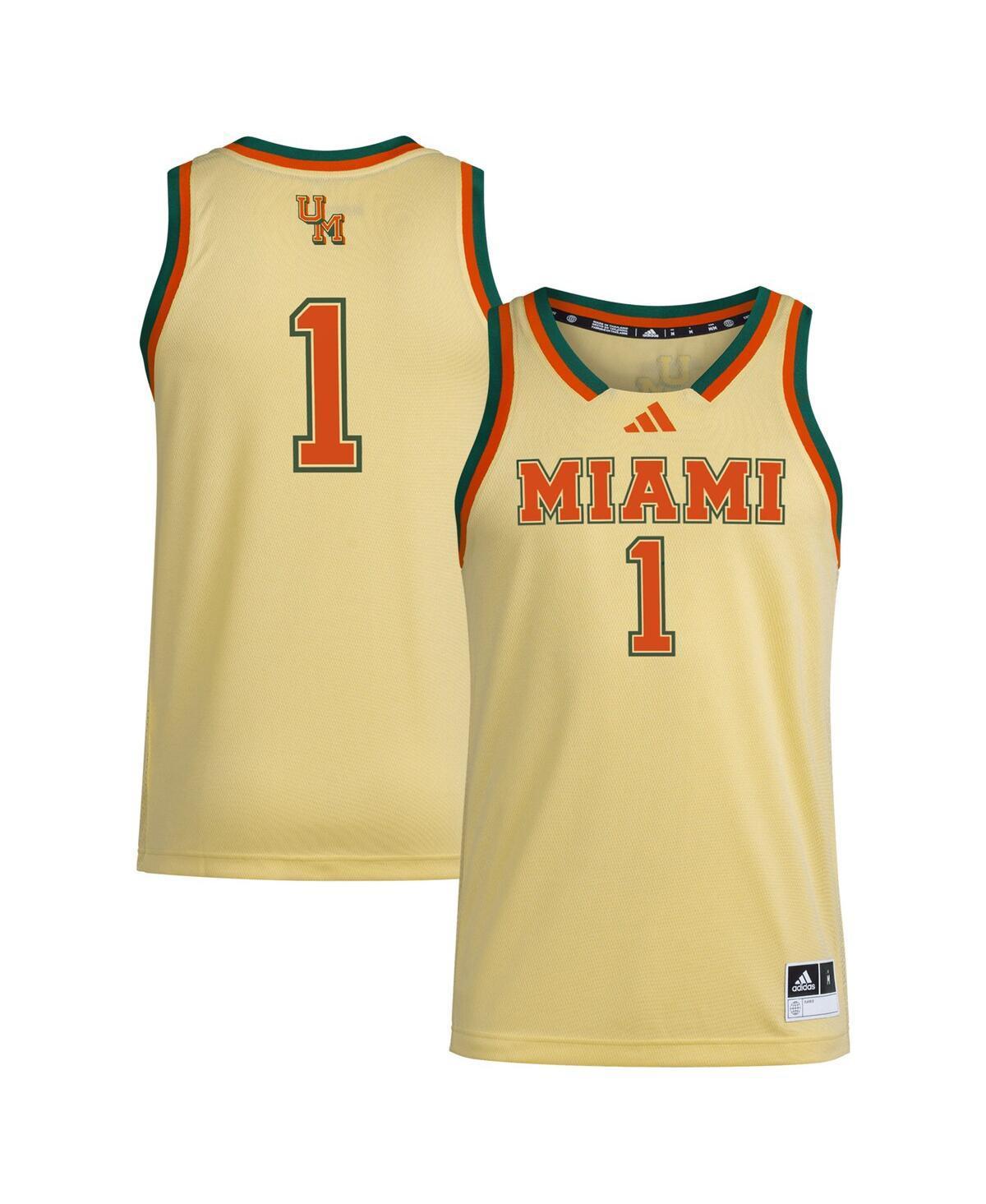 Men's adidas #1 Yellow Miami Hurricanes Swingman Jersey, Size: XL Product Image