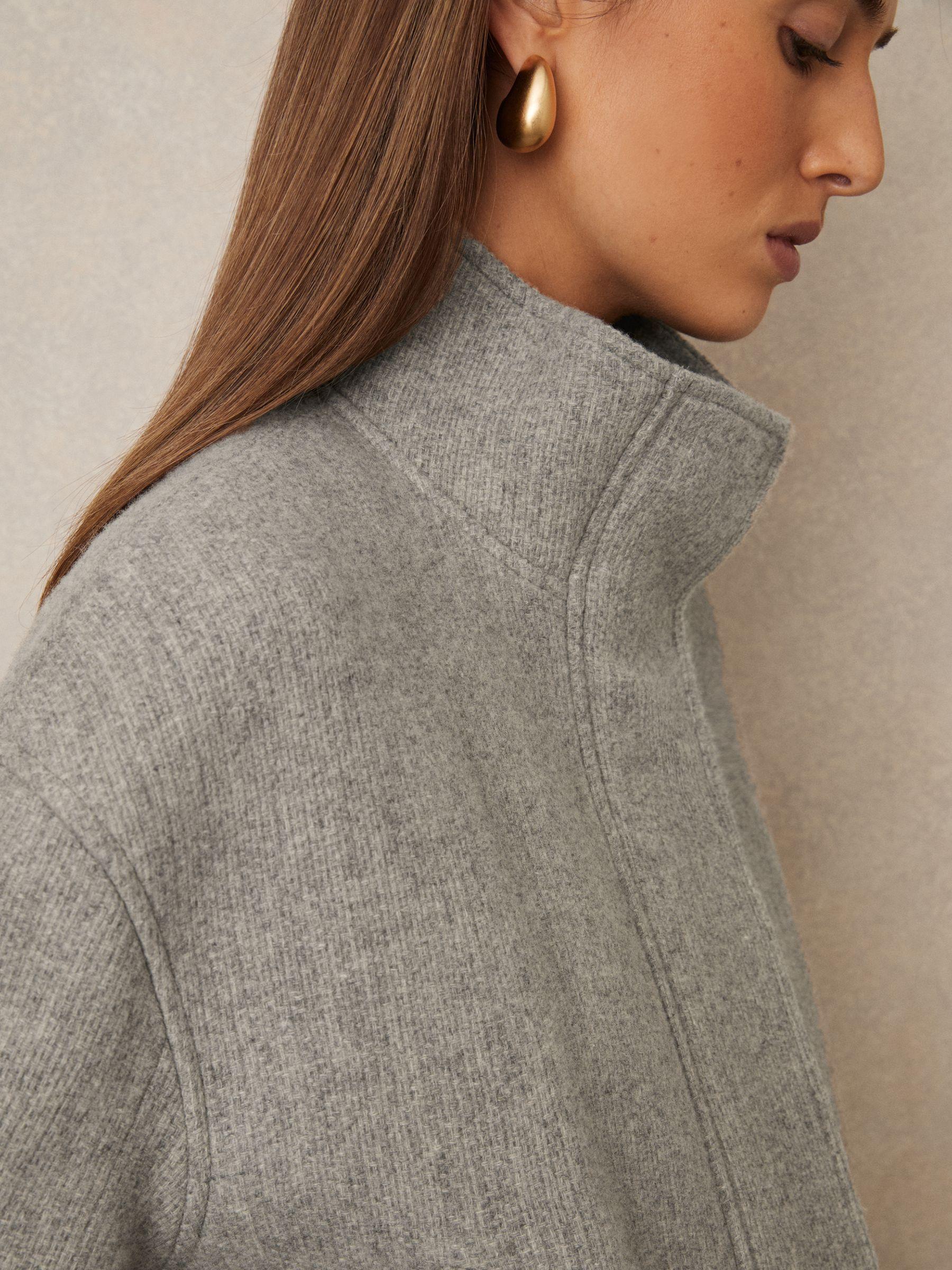 Wool Funnel-Neck Bomber Jacket in Grey Product Image