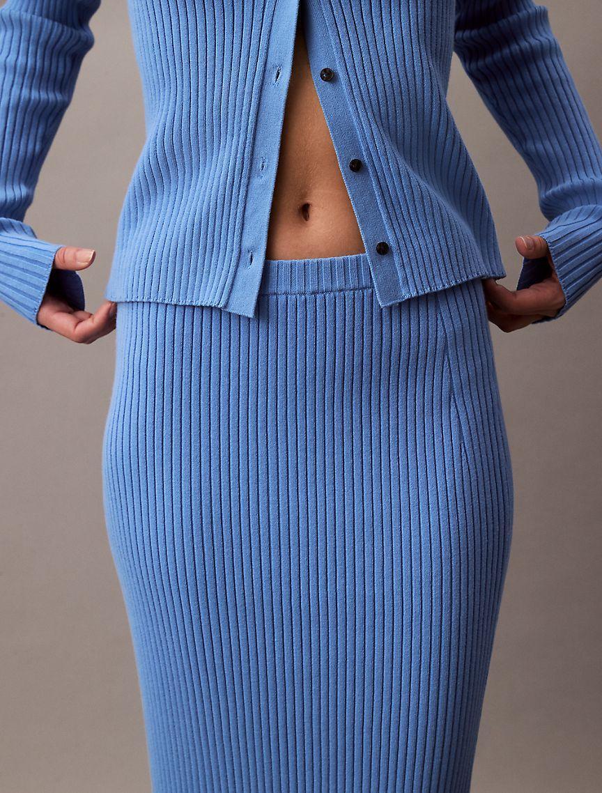 Smooth Cotton Rib Midi Skirt Product Image