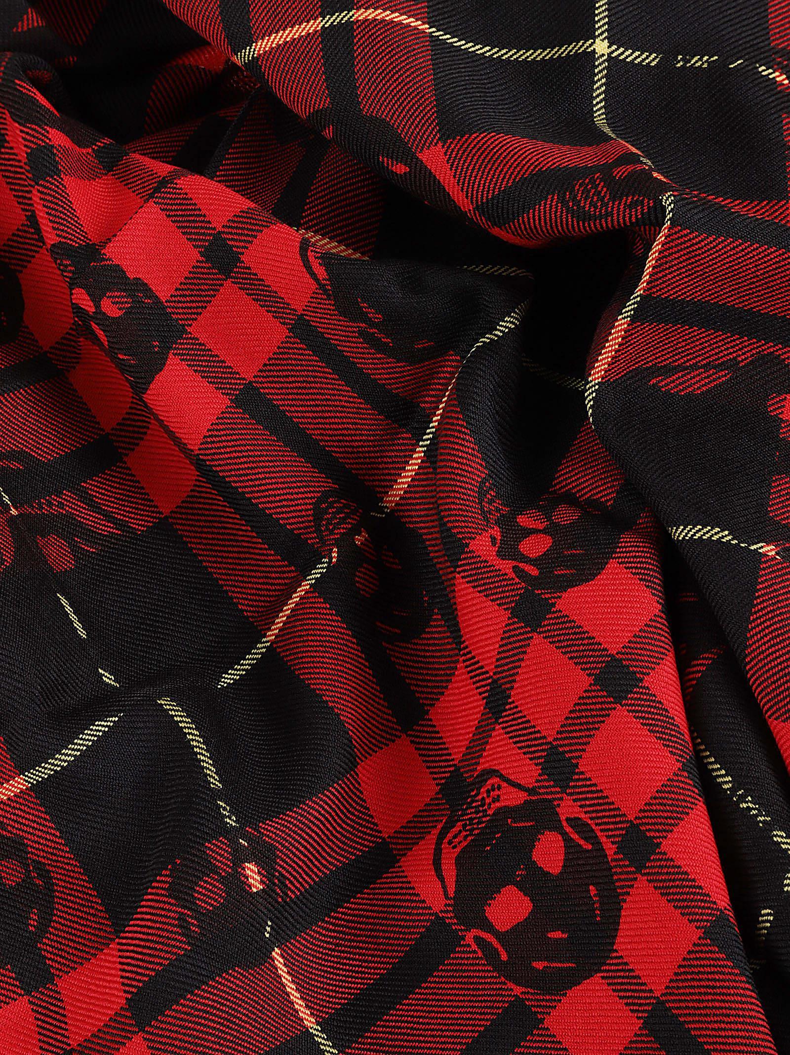 Men's Wool Tartan Plaid Skull Scarf Product Image