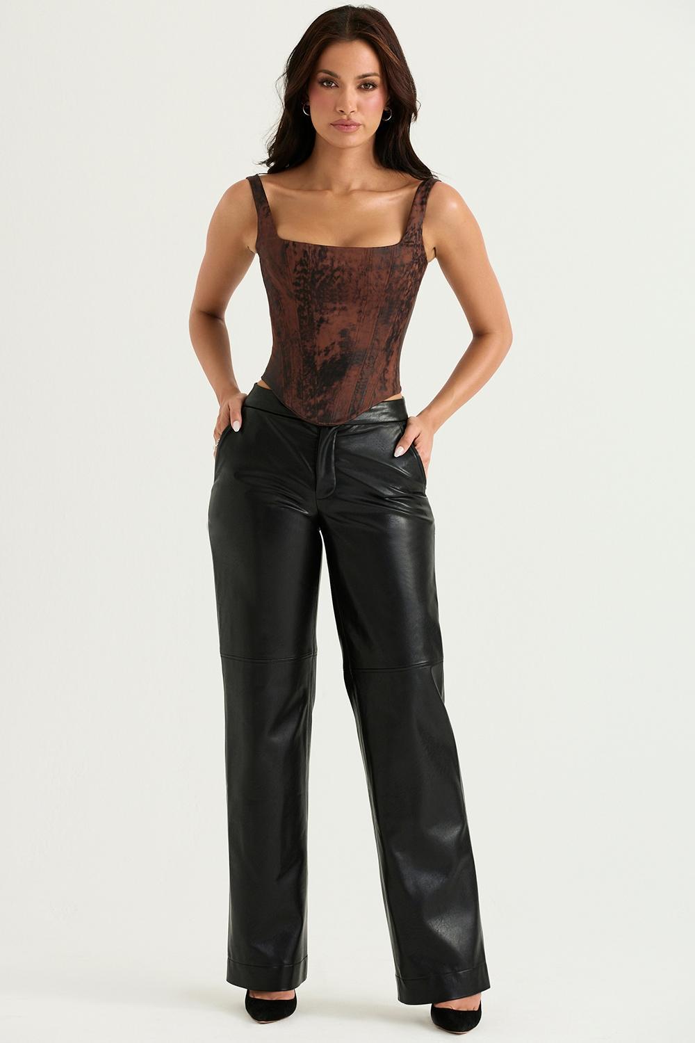 Omaira Black Vegan Leather Trousers Product Image