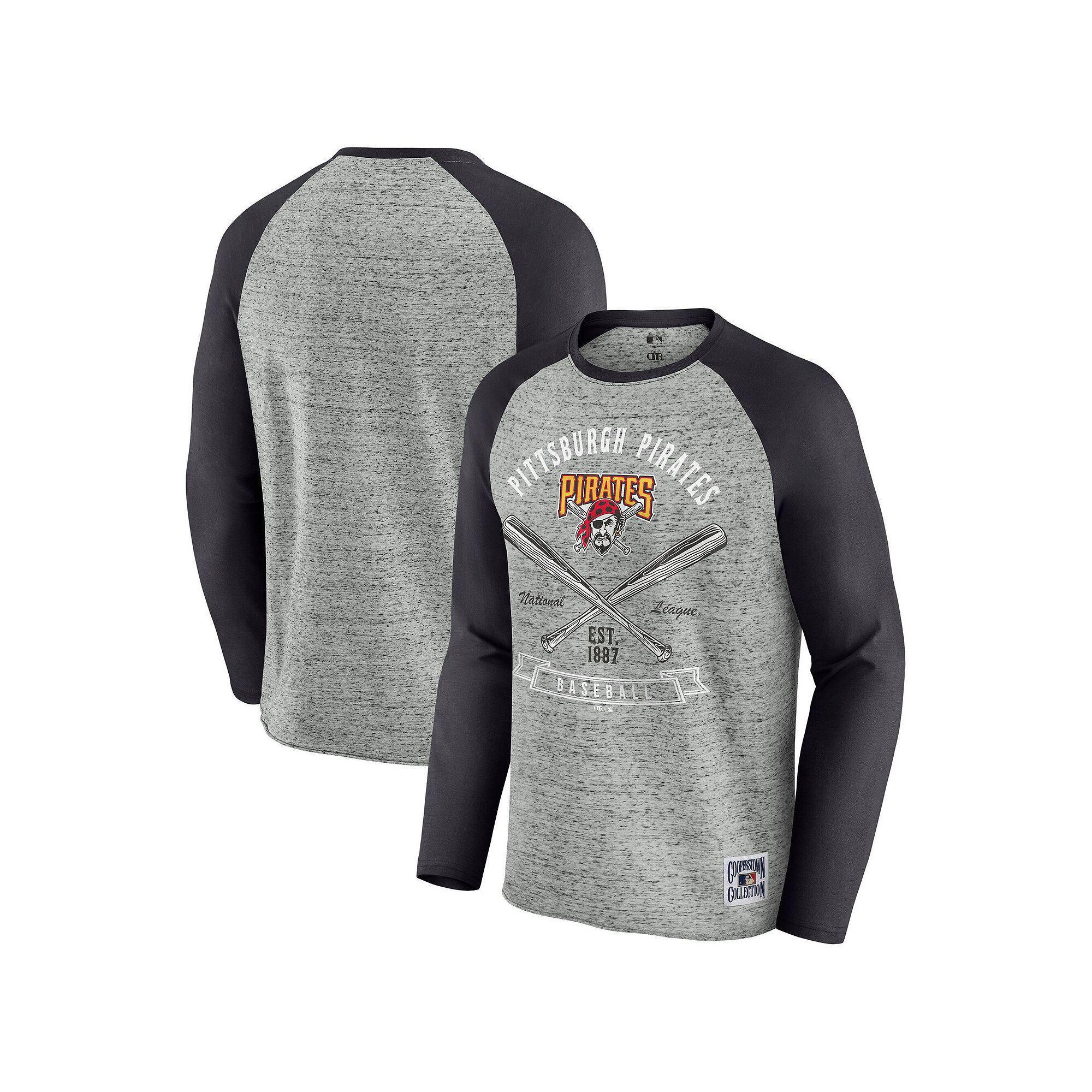 Men's Darius Rucker Collection by Fanatics Heather Gray Minnesota Twins Raw Edge Raglan Long Sleeve Baseball T-Shirt,  Product Image