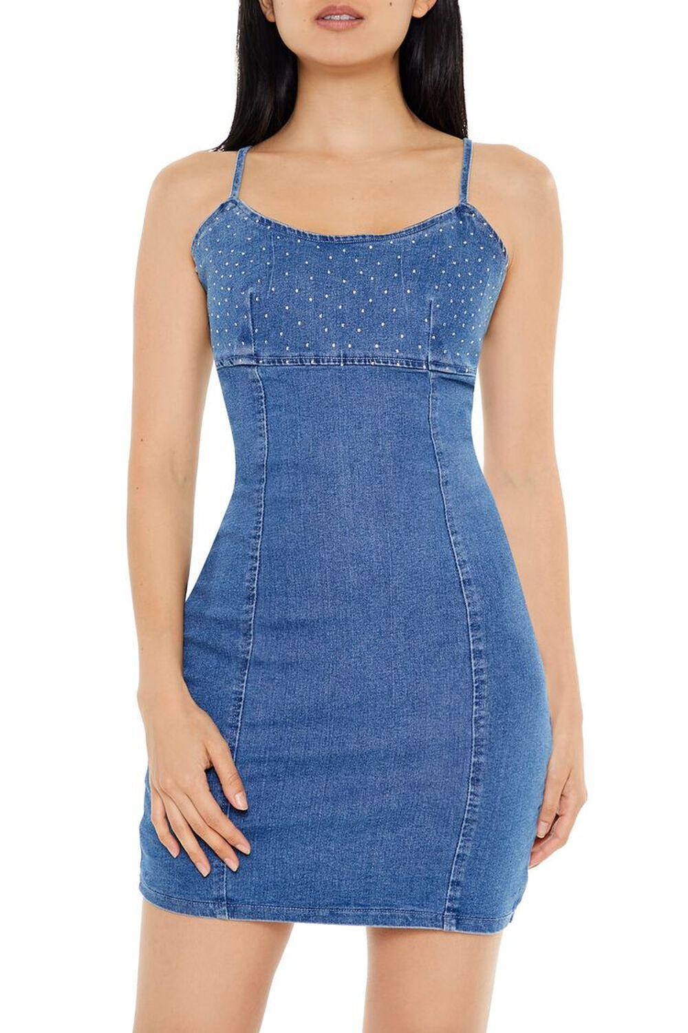 Rhinestone Denim Cami Mini Dress | Forever 21 Product Image