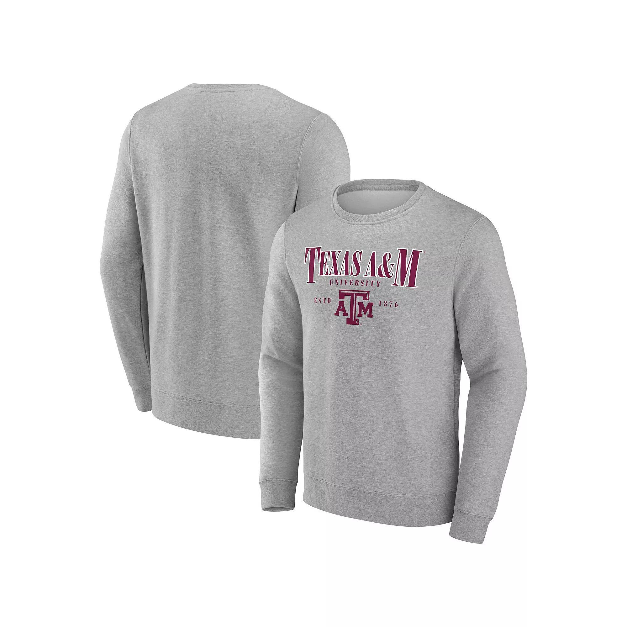 Men's Fanatics Gray Texas A&M Aggies True Classics Act Fast Fleece Pullover Sweatshirt, Size: Large, Grey Product Image